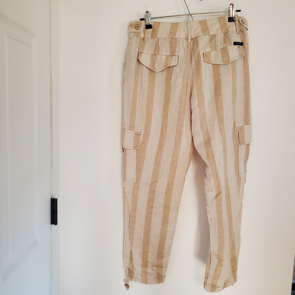 NWT Anthropologie x Sanctuary Striped Linen Terrain Cropped Utility Pants, Sz 28 - Picture 7 of 9